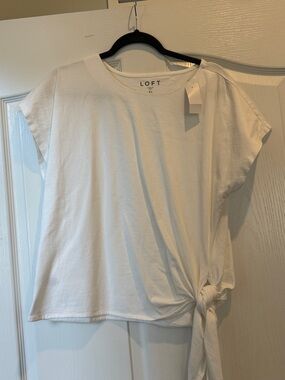 LOFT White Short Sleeve Side-Tie Tee